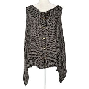Simply Noelle Poncho Sweater Cover Up One Size Buckle Front Shrug Cape